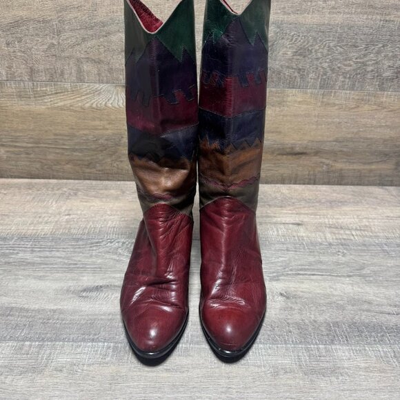 Knee High Leather Patwork Boot Women's Size EU 37.5 - Picture 2 of 7